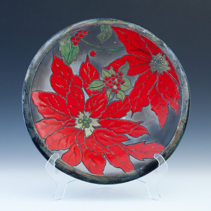 Raku Poinsettia Platter 2