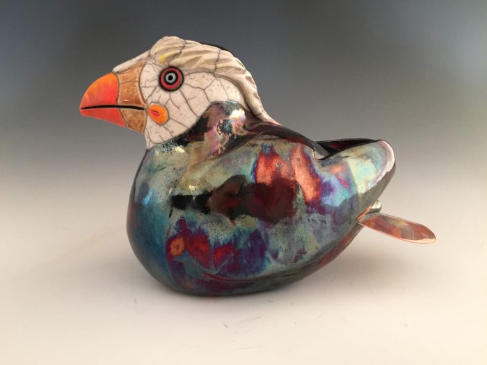 Swimming Puffin - Raku